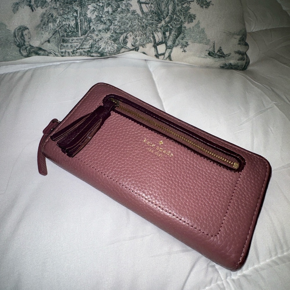 Kate Spade Mauve Leather Wallet with Tassel